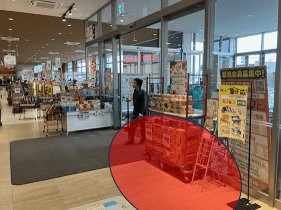青果側入口前スペース 販促プロモーションに最適なスーパー店内催事イベントスペース